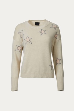 intarsia-knit cotton sweater in taupe