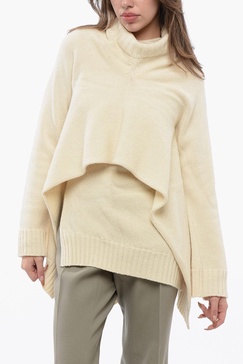 wool sleeveless sweater with removable wrap