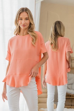 round neck ruffled top