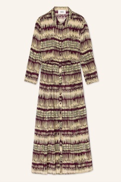 artemis dress in bordeaux red/ beige