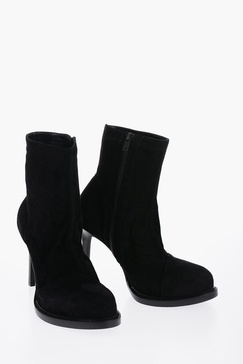 suede ankle boots with side zip 10 cm