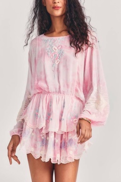 bridgely mini dress in misted lily pink