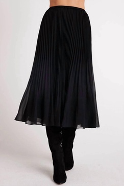 sunburst pleated chiffon skirt in black