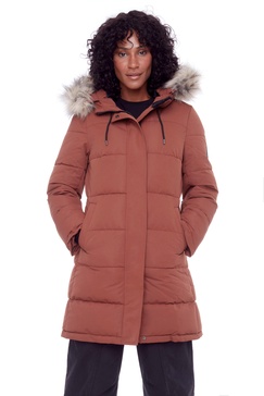 aulavik | women's vegan down (recycled) mid-length hooded parka coat