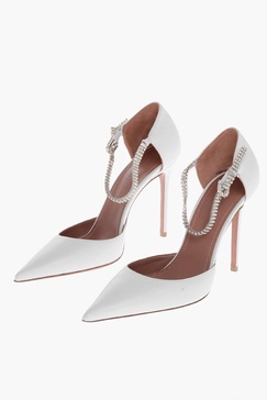 leather ursina pumps with rhinestoned ankle strap 10.5cm