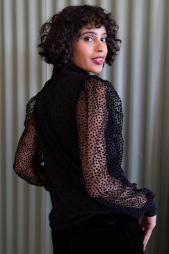 polka dot blouse