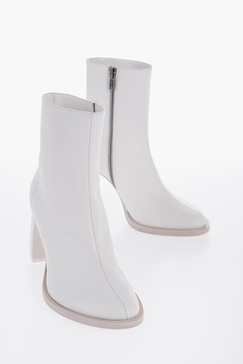 leather lisa ankle boots with curved heel 9cm