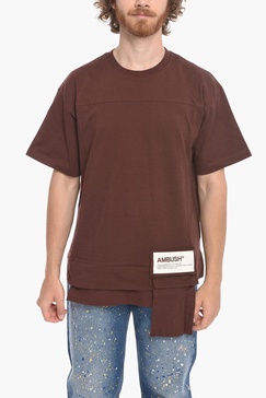 crew neck waist pocket cotton t-shirt