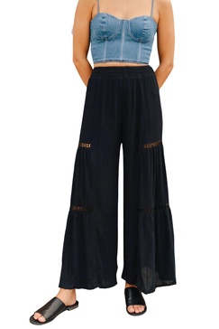 flare lace pant in black