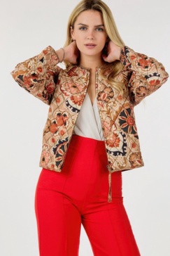zip up multi-print jacket