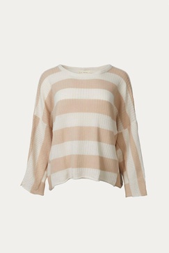 lightweight striped cotton sweater in beige/ivory