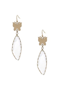 women's fashion butterfly clear stone dangle earring