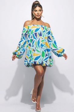off shoulder bubble dress