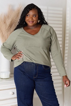 full size v-neck long sleeve t-shirt