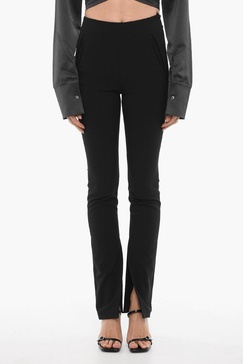 solid color pants with ankle slit