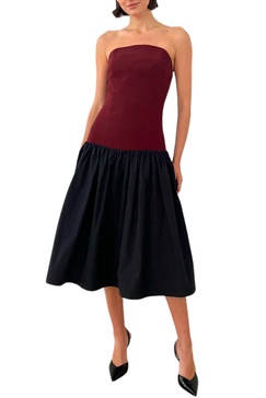 valencia dress in burgundy/black