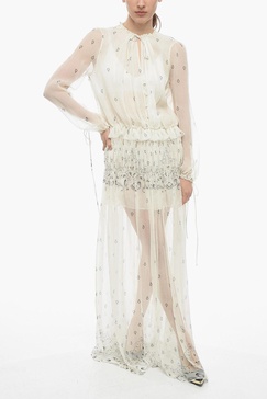 paisley patterned silk chiffon maxi dress
