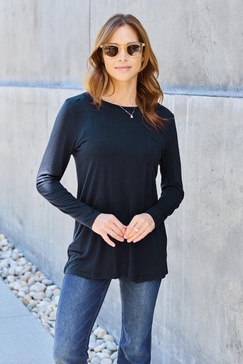 full size round neck long sleeve top