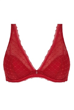 women's padded demi cup bra in rouge cherry