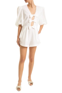 fantasy solid playsuit with bows in white