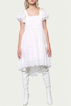 coco cutout broderie anglaise mini dress in white