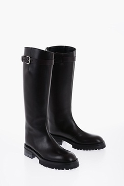 leather nes high boots with chainstrap
