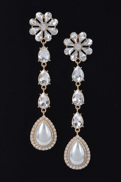 women's pearl rhinestone drop earring