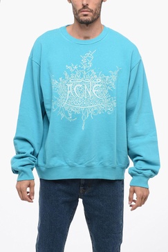 brushed cotton crew neck sweatshirt with luminescent print