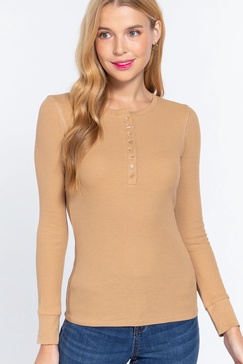 long slv henley thermal top
