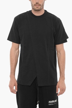 solid color overlap crew-neck t-shirt