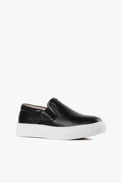 unisex pindot sneak loafer in black