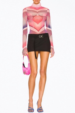 zadie power mesh turtleneck top in modern geo