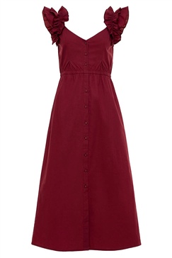 eleanor midi dress in rhubarb
