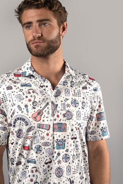 music notes and instruments polo shirt