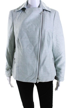 womens green silk textured full zip long sleeve jacket