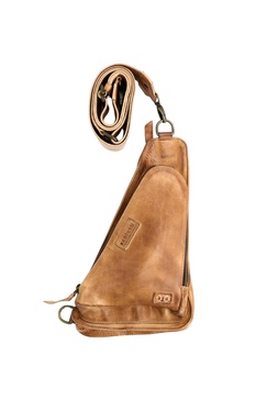 adept unisex sling bag in tan