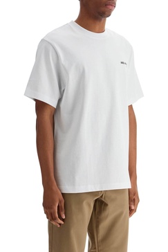 white organic cotton crew neck t-shirt with discreet logo