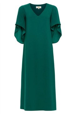 women's merediths midi dress in peacock drak green