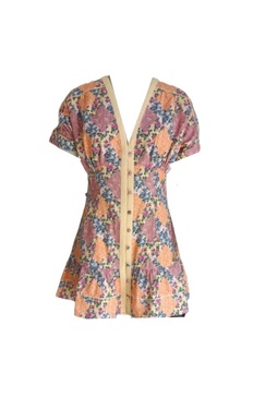 clementine short sleeve dress in peach sunset