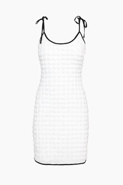 unis popcorn knit dress in white/black