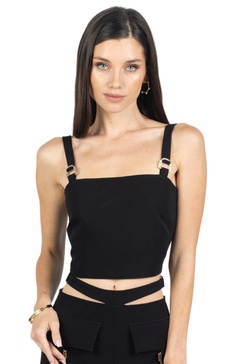 kim cropped top with buckles in  black