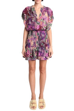 carly mini dress in orchid multi