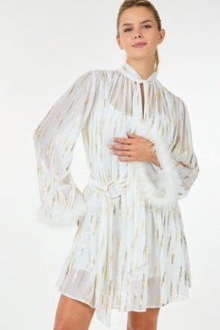 metallic print short dress