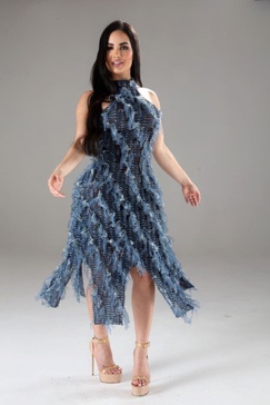 halter ruffled dress