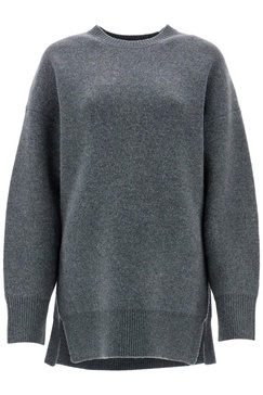 women's melange wool and cashmere sweater with wide neck
