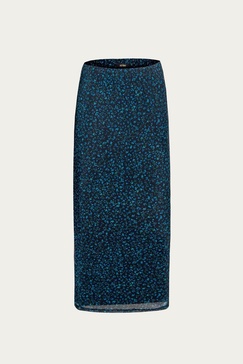 felix mesh midi skirt in blue daisy ditsy
