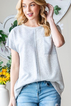 full size pocketed round neck short sleeve t-shirt