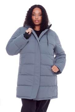 aulavik plus | women's vegan down (recycled) mid-length hooded parka coat (plus size)