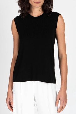 viscose blend jersey sleeveless muscle tee in black