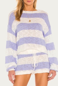 sandy short in lavender stripe